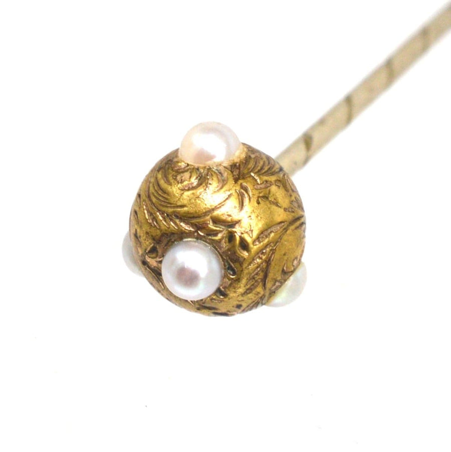 Regency Pearl and Gold Ball Tie Pin | Parkin and Gerrish | Antique & Vintage Jewellery