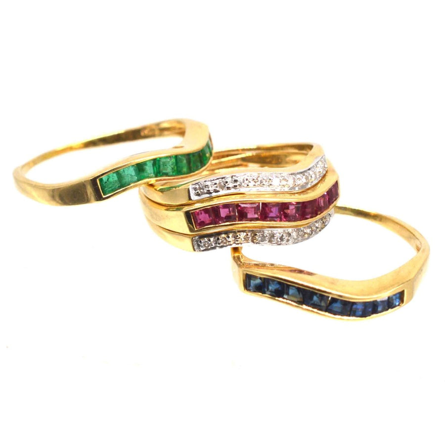 Retro 18ct Gold Tutti Frutti Interchangeable Diamond, Sapphire, Ruby & Emerald Ring | Parkin and Gerrish (UK)
