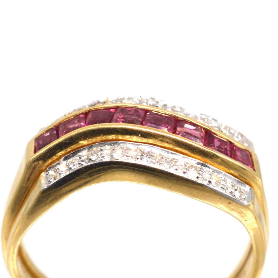 Retro 18ct Gold Tutti Frutti Interchangeable Diamond, Sapphire, Ruby & Emerald Ring | Parkin and Gerrish (UK)