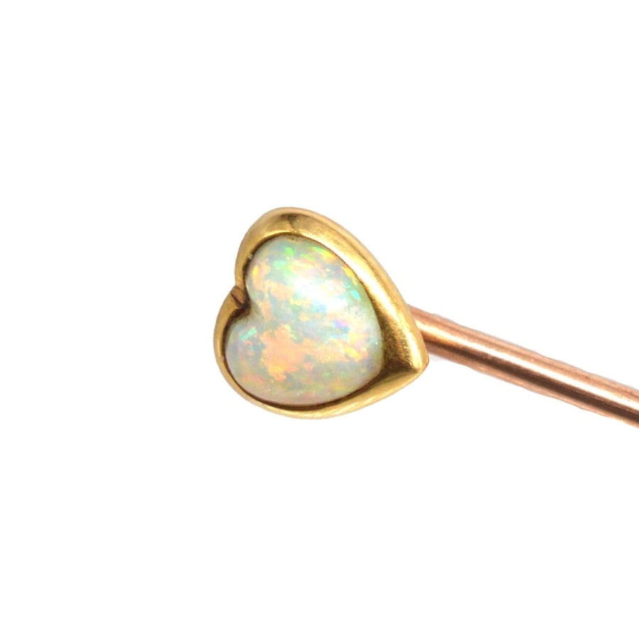 Small Edwardian 15ct Gold Opal Heart Tie Pin | Parkin and Gerrish | Antique & Vintage Jewellery