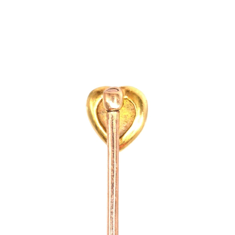 Small Edwardian 15ct Gold Opal Heart Tie Pin | Parkin and Gerrish | Antique & Vintage Jewellery