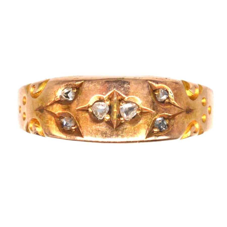 Victorian 15ct Gold Band Ring with Rose Cut Diamonds | Parkin and Gerrish | Antique & Vintage Jewellery