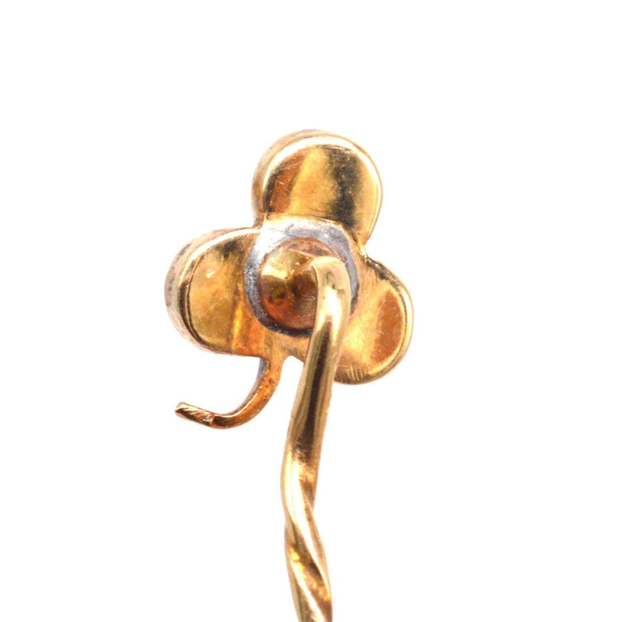 Victorian 15ct Gold Rose Cut Garnet Clover Tie Pin | Parkin and Gerrish | Antique & Vintage Jewellery