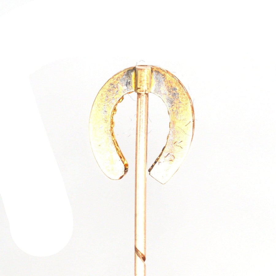 Victorian 15ct Gold Ruby and Diamond Horseshoe Tie Pin