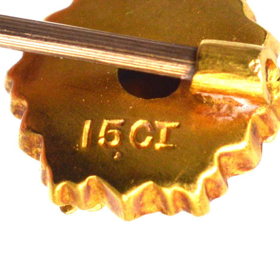 Victorian 15ct Gold Ruby Star Tie Pin with Floral Details