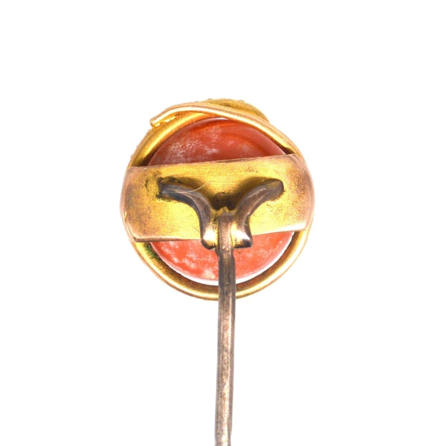 Victorian 15ct Gold Snake Coral Tie Pin