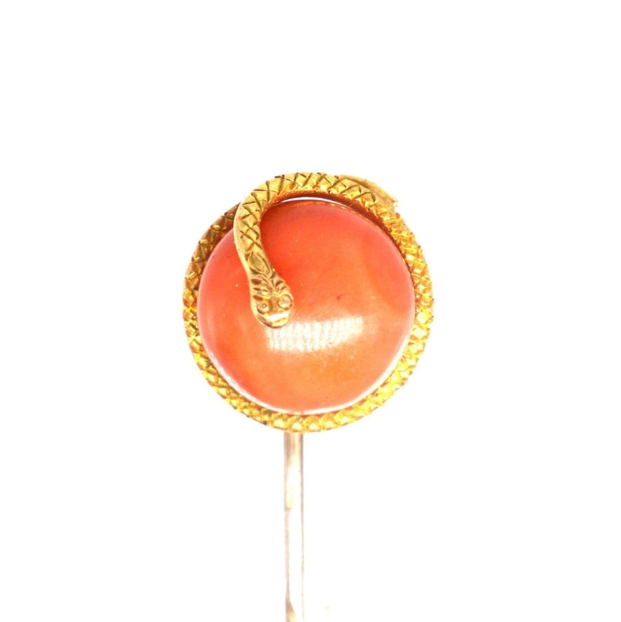 Victorian 15ct Gold Snake Coral Tie Pin