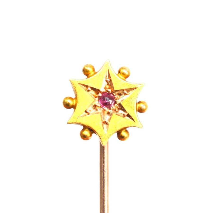 Victorian 15ct Gold Star Tie Pin with Ruby