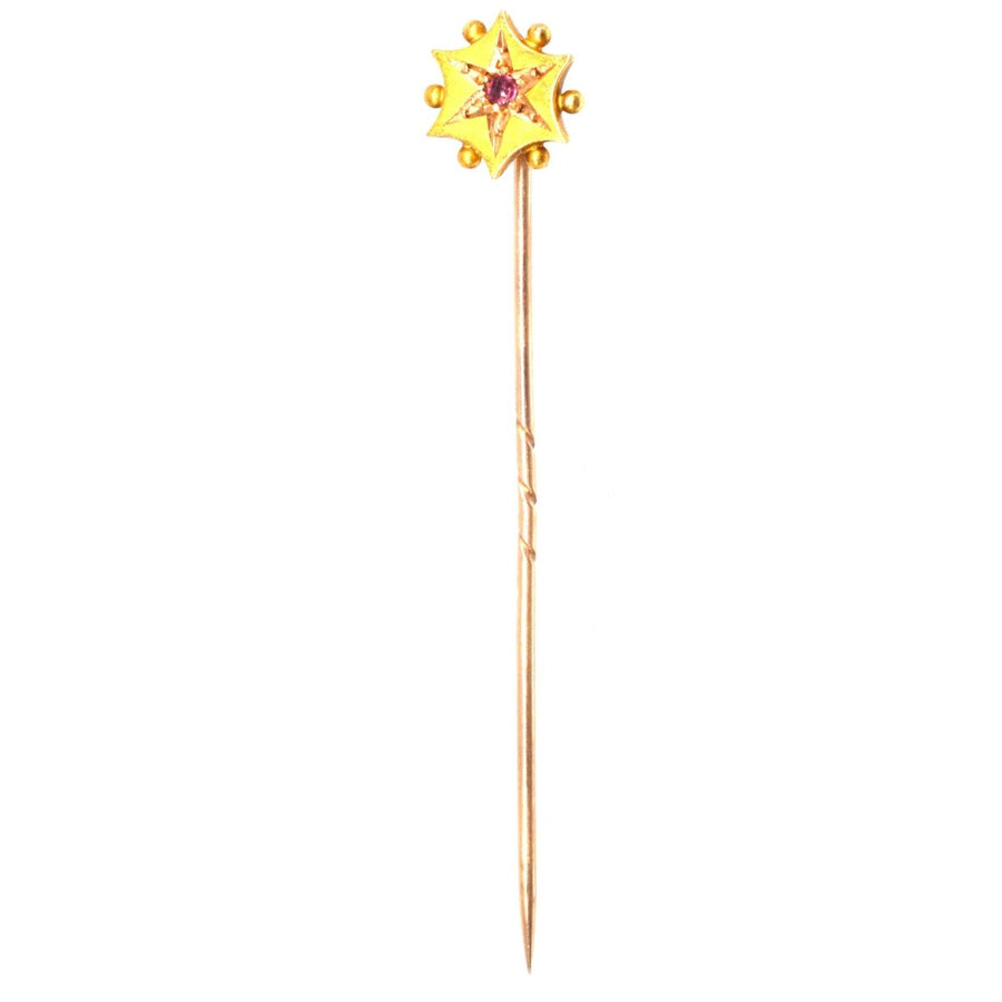 Victorian 15ct Gold Star Tie Pin with Ruby
