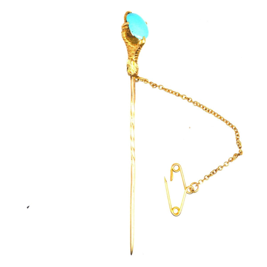 Victorian 15ct Gold Tie Pin of a Eagle Claw Holding a Turquoise | Parkin and Gerrish | Antique & Vintage Jewellery