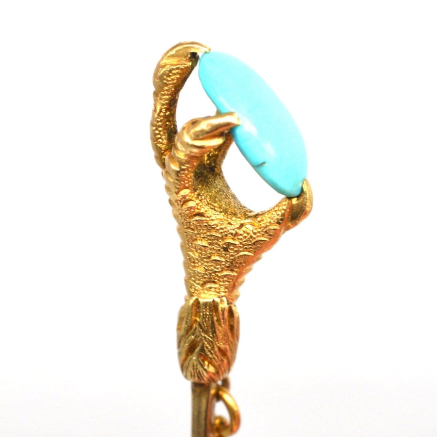 Victorian 15ct Gold Tie Pin of a Eagle Claw Holding a Turquoise | Parkin and Gerrish | Antique & Vintage Jewellery