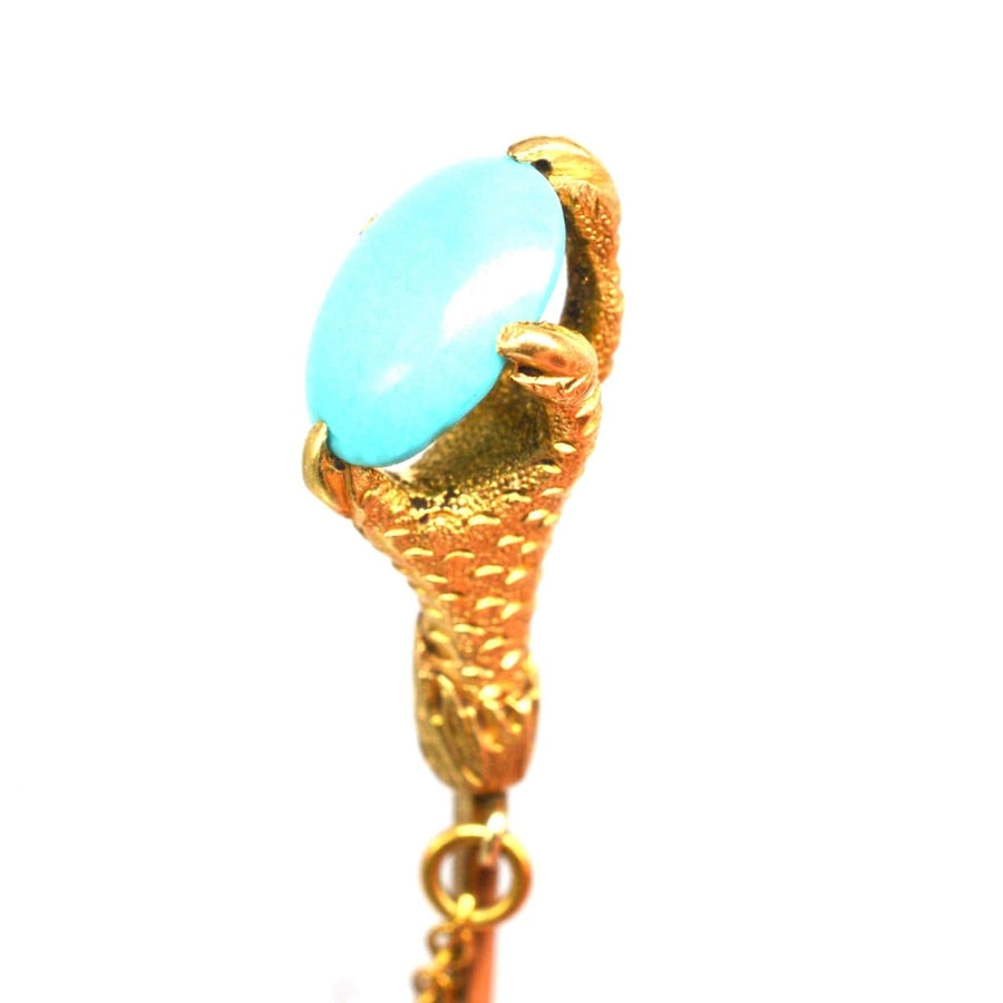 Victorian 15ct Gold Tie Pin of a Eagle Claw Holding a Turquoise | Parkin and Gerrish | Antique & Vintage Jewellery