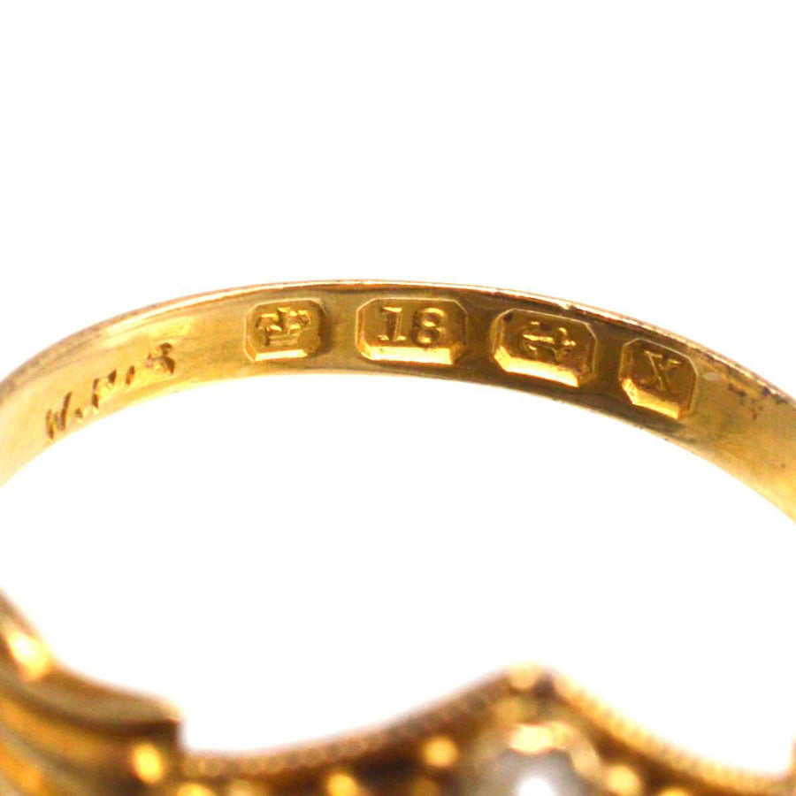 Victorian 18ct Gold Emerald, Diamond and Seed Pearl Ring | Parkin and Gerrish | Antique & Vintage Jewellery