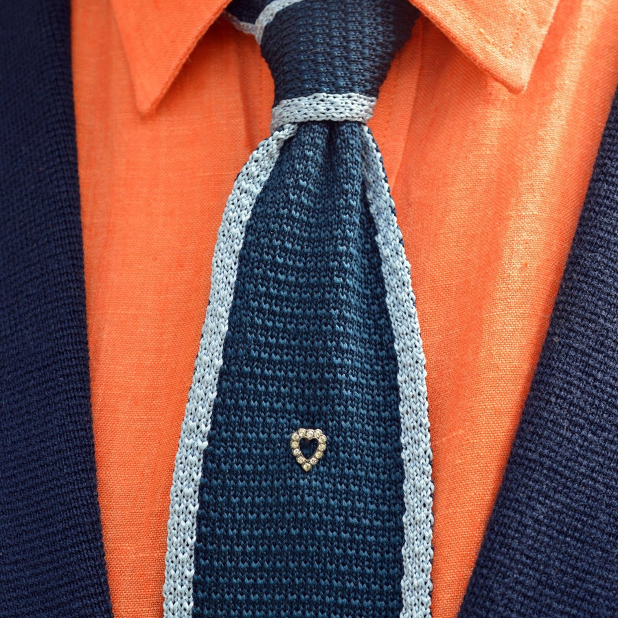 Victorian 9ct Gold and Silver Paste Heart Tie Pin