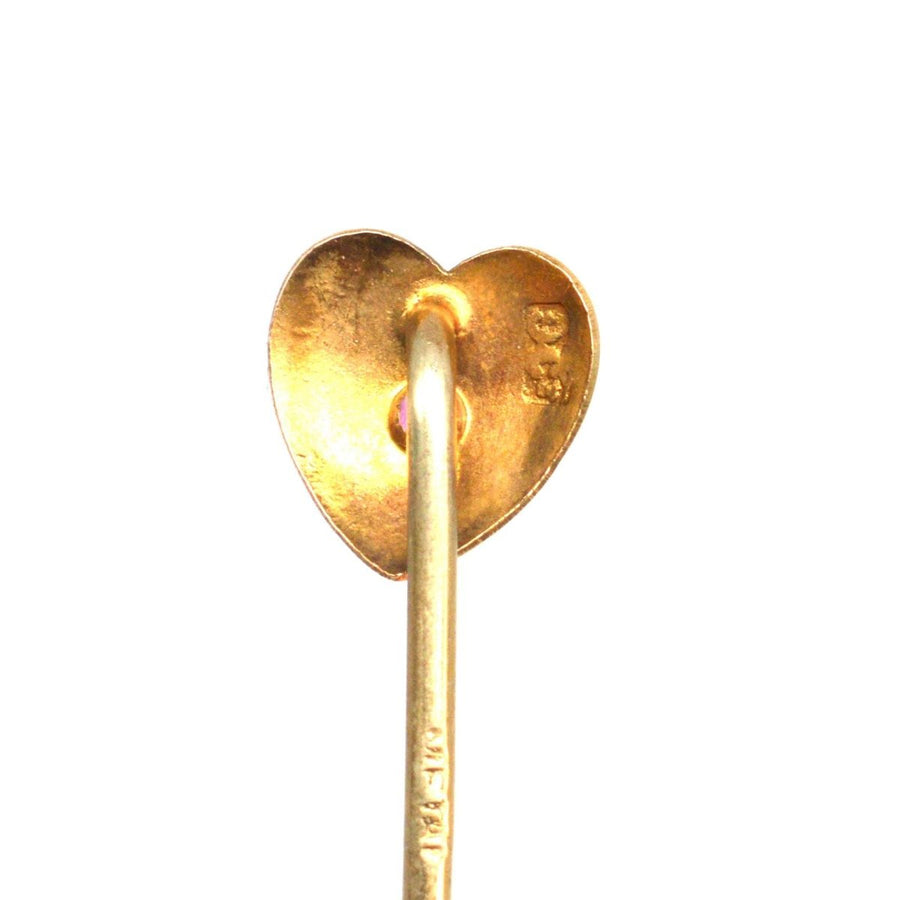 Victorian 9ct Gold Ruby Heart Tie Pin