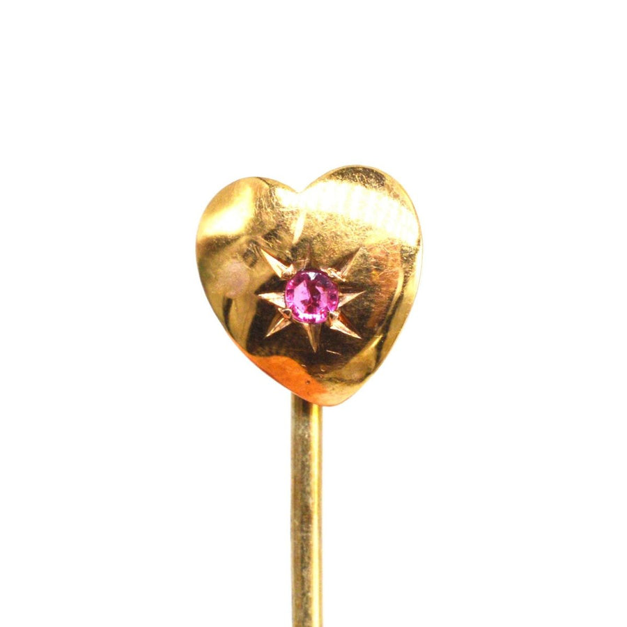 Victorian 9ct Gold Ruby Heart Tie Pin