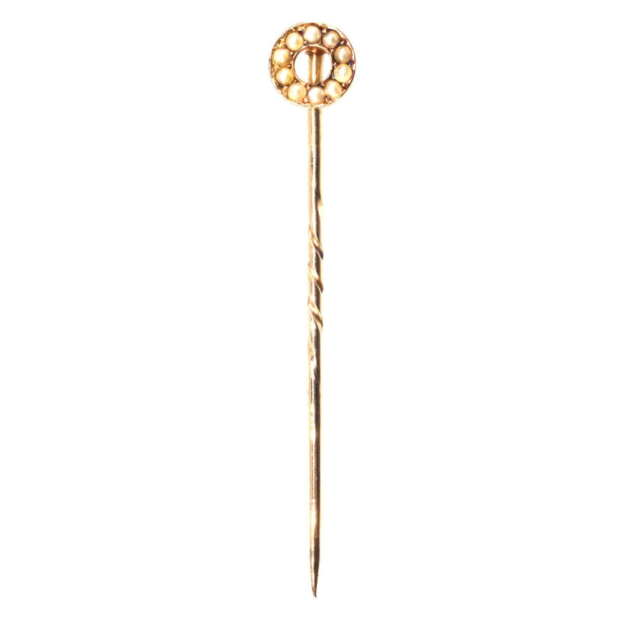 Victorian Small 18ct Gold Seed Pearl ‘Finishing Post’ Tie Pin | Parkin and Gerrish (UK)