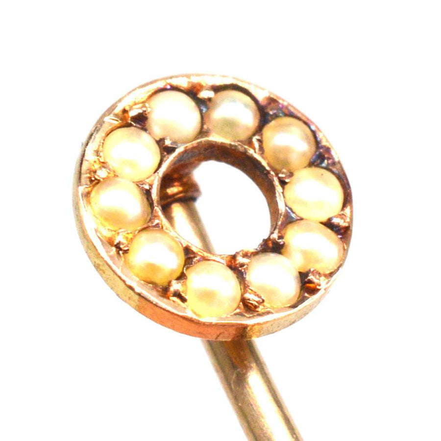 Victorian Small 18ct Gold Seed Pearl ‘Finishing Post’ Tie Pin | Parkin and Gerrish (UK)