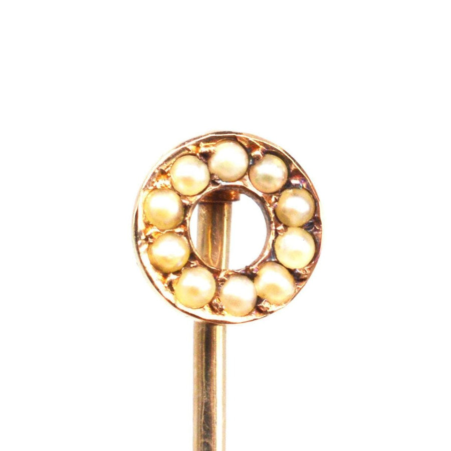 Victorian Small 18ct Gold Seed Pearl ‘Finishing Post’ Tie Pin | Parkin and Gerrish (UK)