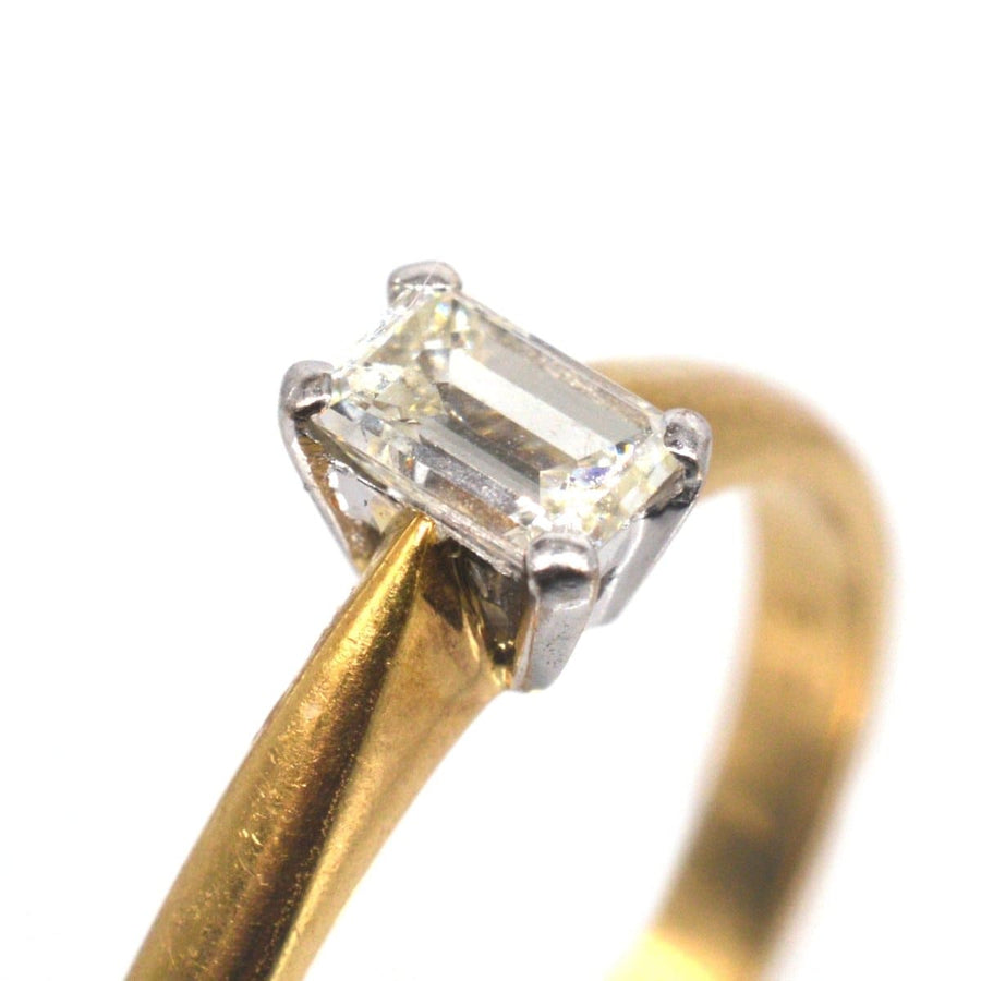 Vintage 18ct Gold and Emerald Cut Diamond Ring | Parkin and Gerrish | Antique & Vintage Jewellery