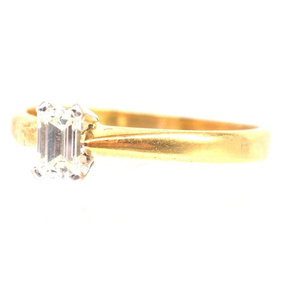 Vintage 18ct Gold and Emerald Cut Diamond Ring | Parkin and Gerrish | Antique & Vintage Jewellery