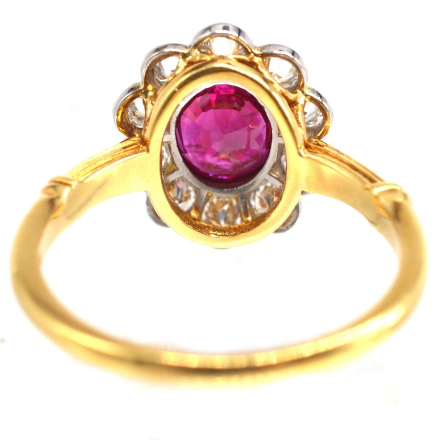 Vintage 18ct Gold Burma Ruby and Diamond Cluster Ring | Parkin and Gerrish | Antique & Vintage Jewellery