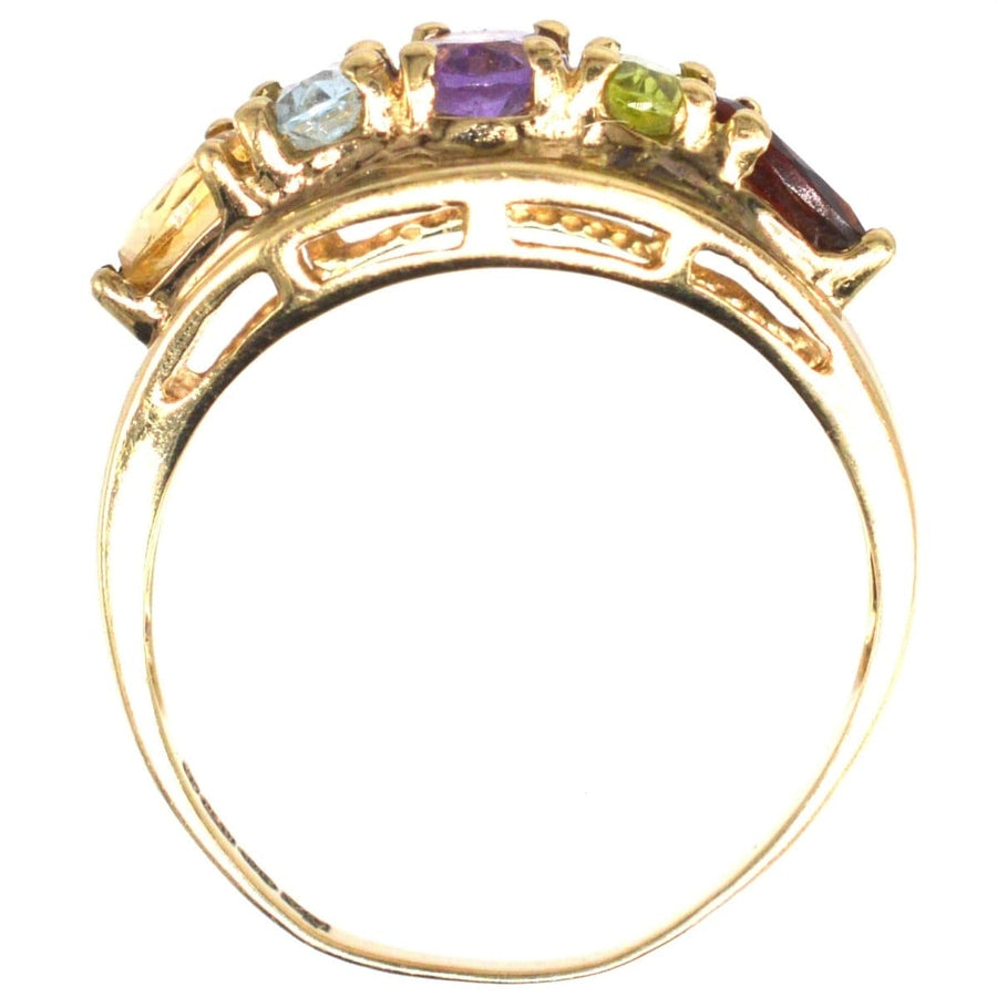 Vintage 9ct Gold Multi Gem Five Stone Ring | Parkin and Gerrish | Antique & Vintage Jewellery