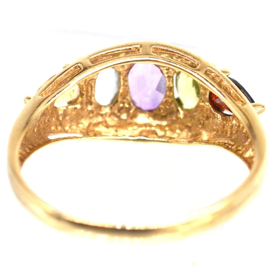 Vintage 9ct Gold Multi Gem Five Stone Ring | Parkin and Gerrish | Antique & Vintage Jewellery