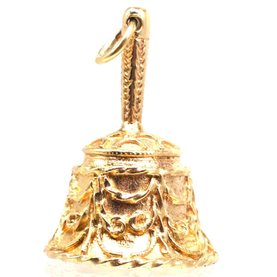 Vintage 9ct Gold Wedding Ringing Bell Charm Pendant | Parkin and Gerrish | Antique & Vintage Jewellery