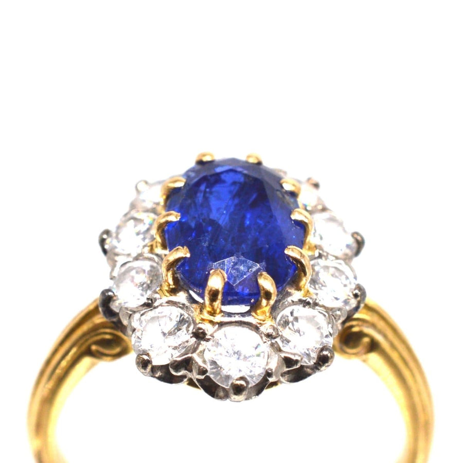 Vintage French 1960s 18ct Gold Sapphire and Diamond Cluster Ring | Parkin and Gerrish | Antique & Vintage Jewellery