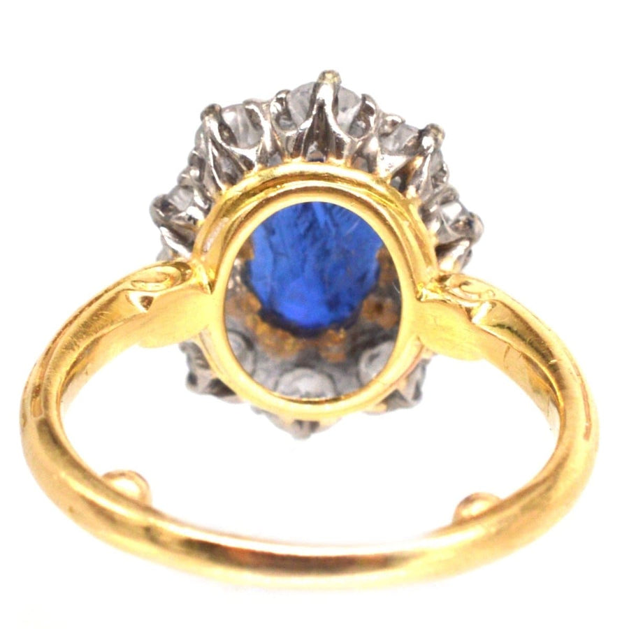 Vintage French 1960s 18ct Gold Sapphire and Diamond Cluster Ring | Parkin and Gerrish | Antique & Vintage Jewellery