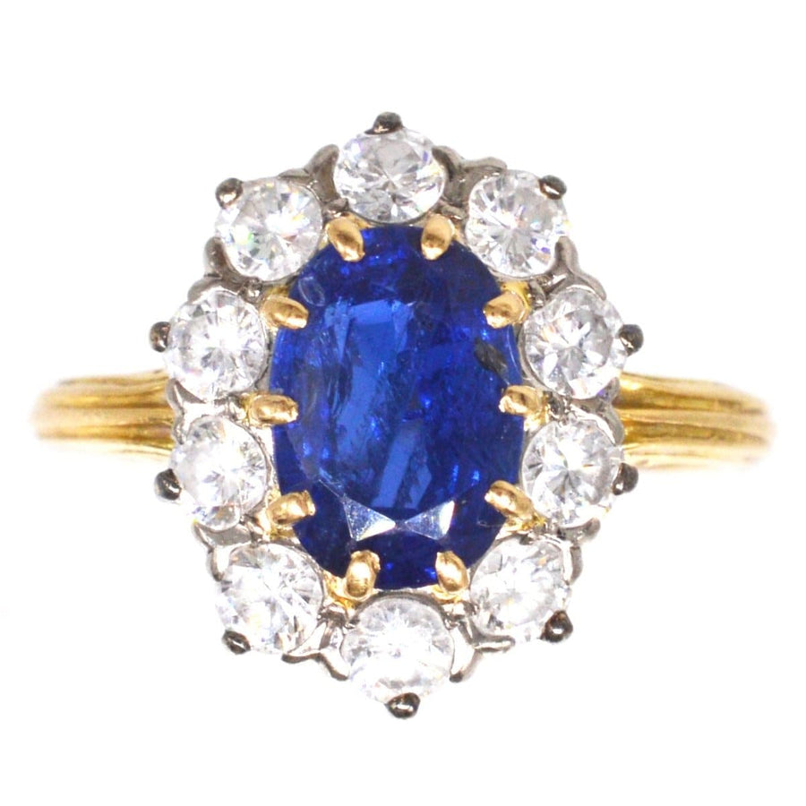 Vintage French 1960s 18ct Gold Sapphire and Diamond Cluster Ring | Parkin and Gerrish | Antique & Vintage Jewellery