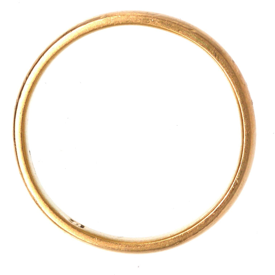 1932 Art Deco 22ct gold wedding band ring, 3mm width, vintage design, low profile, comfortable wear.