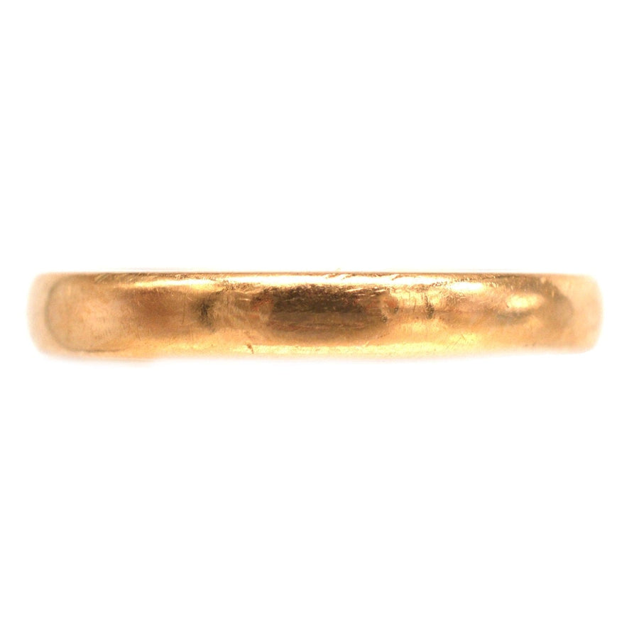 1932 Art Deco 22ct gold wedding band ring, 3mm width, vintage design, comfortable fit, perfect for weddings.