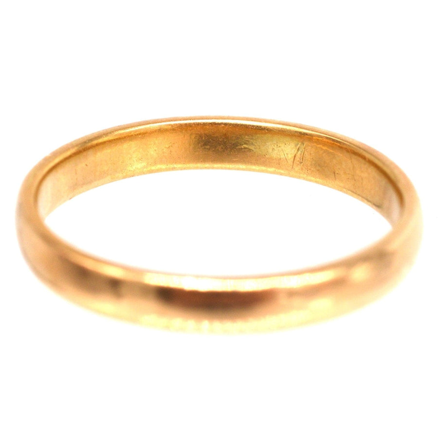 1932 Art Deco 22ct gold wedding band ring, 3mm width, vintage design, comfortable, ideal for weddings.