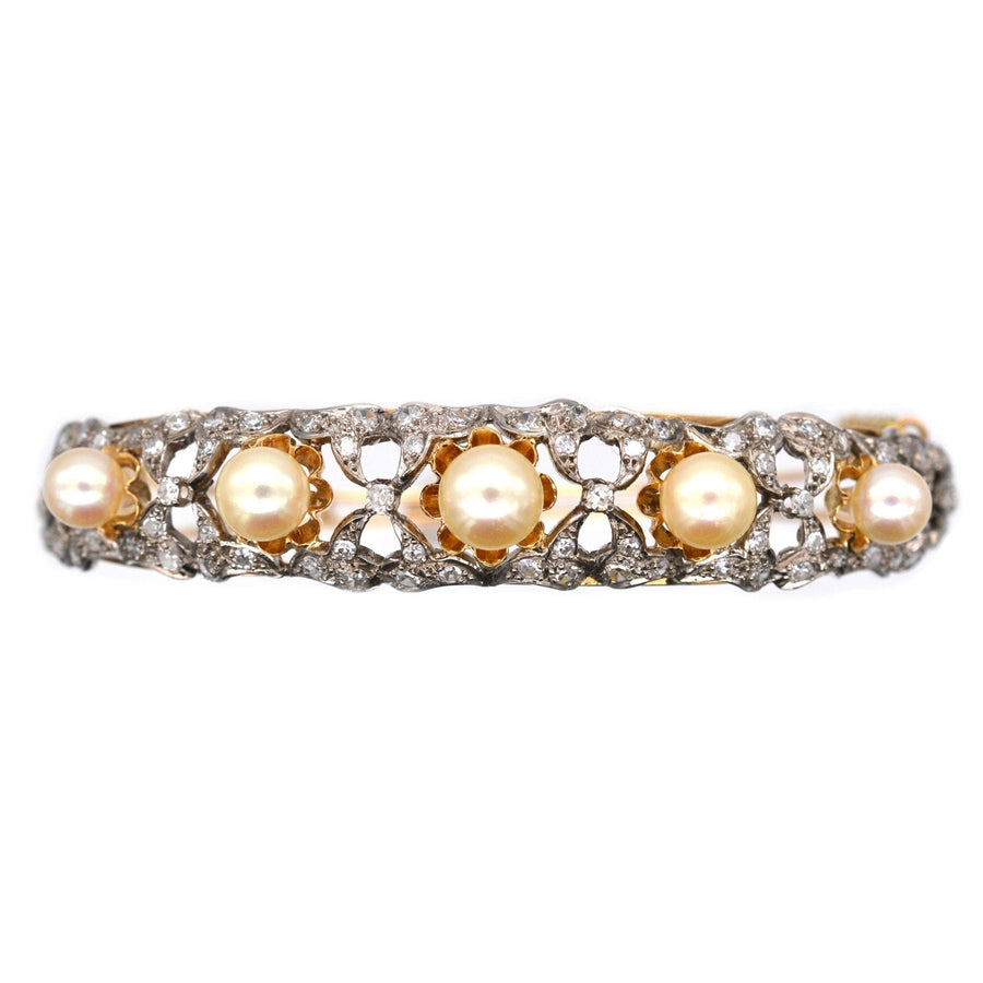 1940s-18ct-gold-cultured-pearl-and-diamond-bangle-parkin-and-gerrish