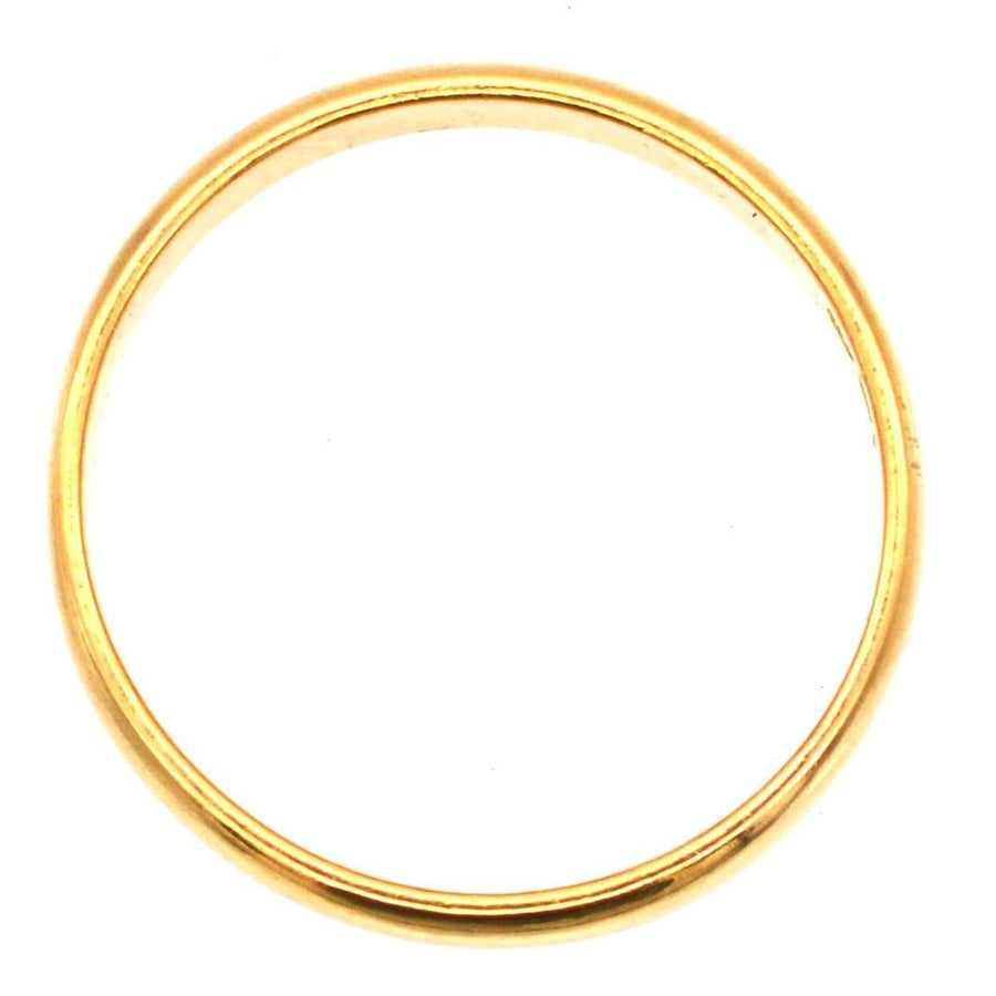 1950s 22ct gold wedding ring, 4mm width, featuring a beautiful buttery gold color, made in Birmingham in 1955.