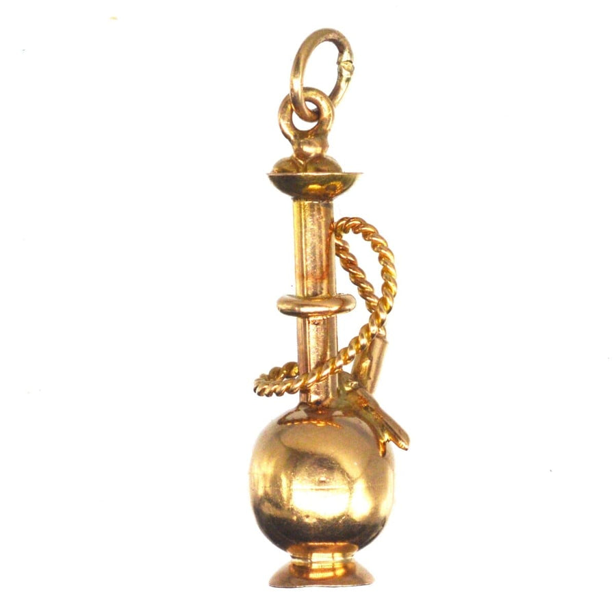 1960s 9ct gold hookah pipe charm pendant, vintage travel souvenir jewelry