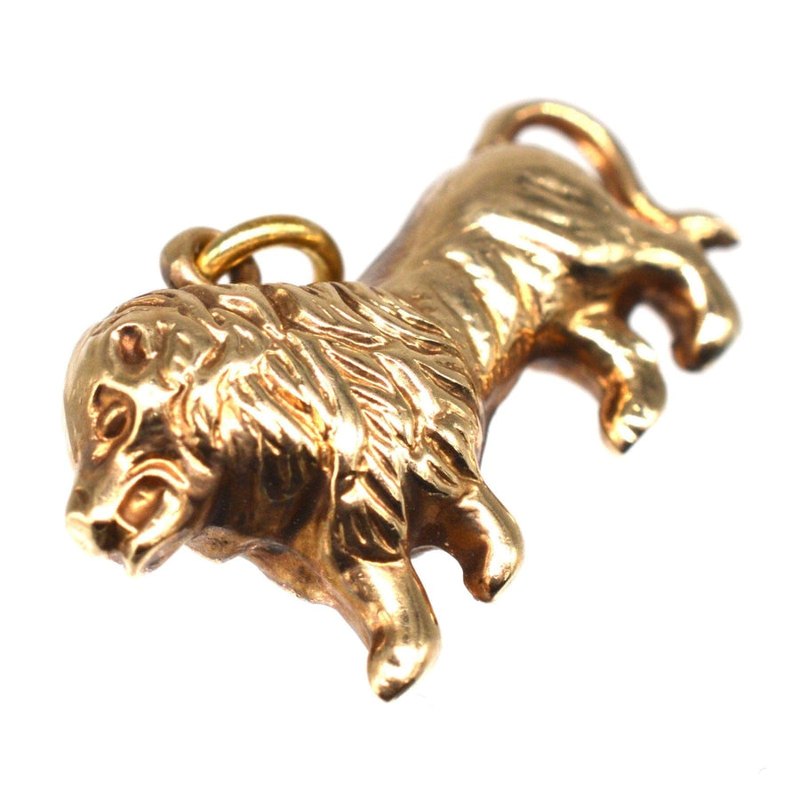 1960s 9ct Gold Lion Charm Pendant showcasing majesty and strength, perfect for a bracelet or gold chain.