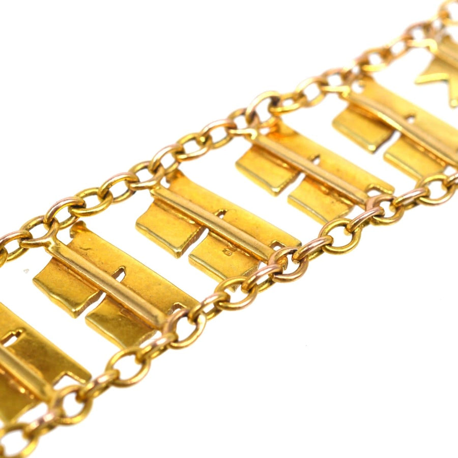 1960s 9ct gold nautical signal flag bracelet featuring enameled maritime flags and burgees.