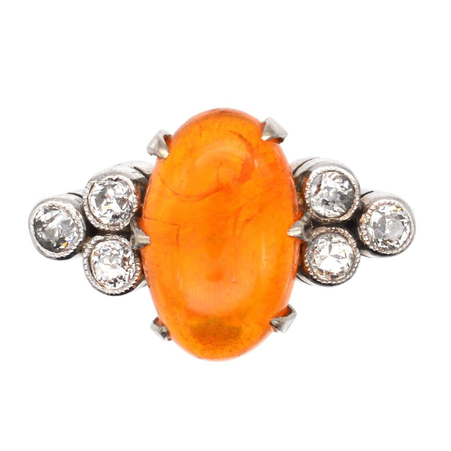 1960s Boodles Platinum, Fire Jelly Opal and Diamond Ring | Parkin and Gerrish | Antique & Vintage Jewellery