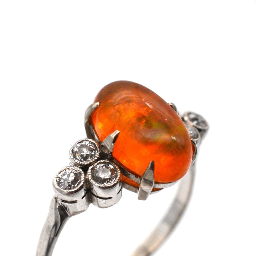 1960s Boodles Platinum, Fire Jelly Opal and Diamond Ring | Parkin and Gerrish | Antique & Vintage Jewellery
