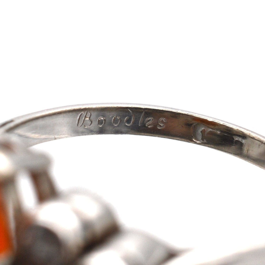 1960s Boodles Platinum, Fire Jelly Opal and Diamond Ring | Parkin and Gerrish | Antique & Vintage Jewellery