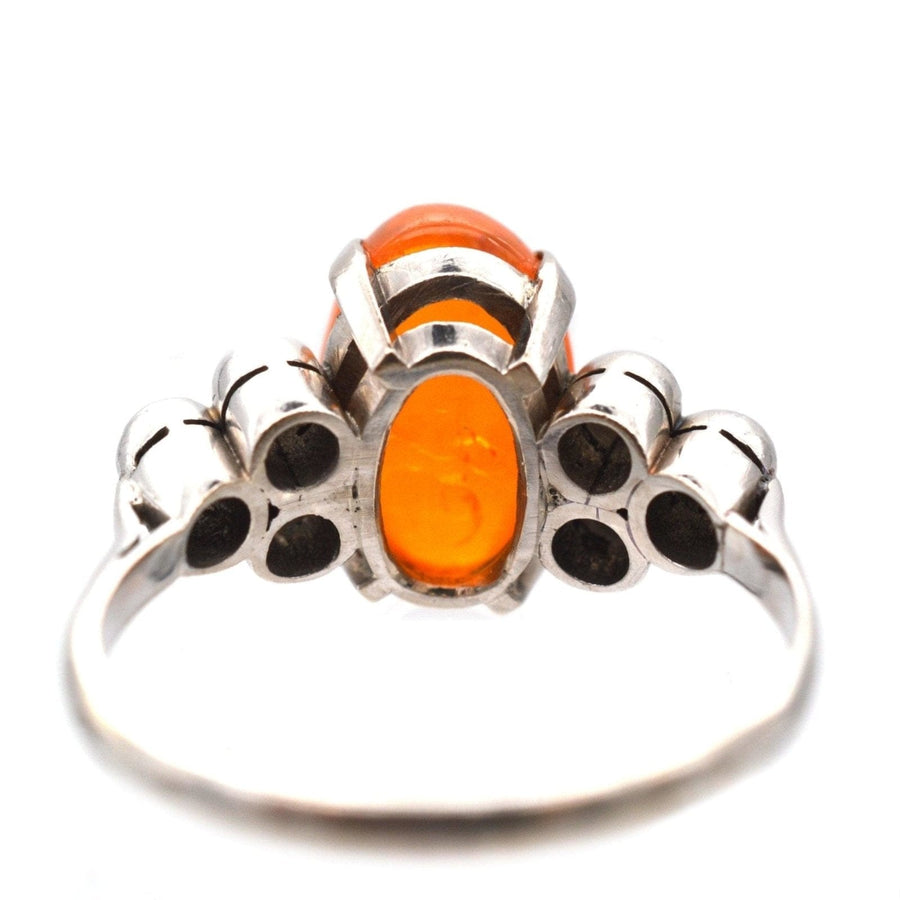 1960s Boodles Platinum, Fire Jelly Opal and Diamond Ring | Parkin and Gerrish | Antique & Vintage Jewellery