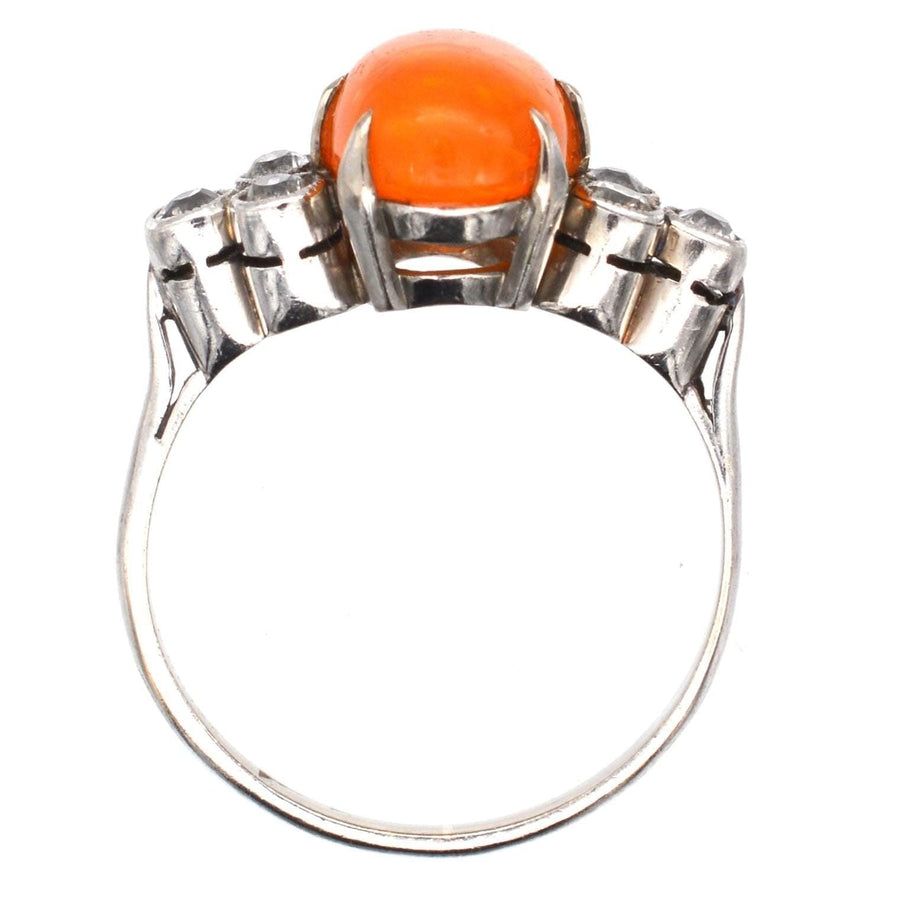 1960s Boodles Platinum, Fire Jelly Opal and Diamond Ring | Parkin and Gerrish | Antique & Vintage Jewellery