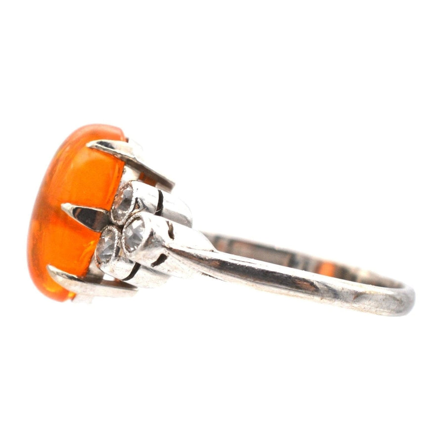1960s Boodles Platinum, Fire Jelly Opal and Diamond Ring | Parkin and Gerrish | Antique & Vintage Jewellery