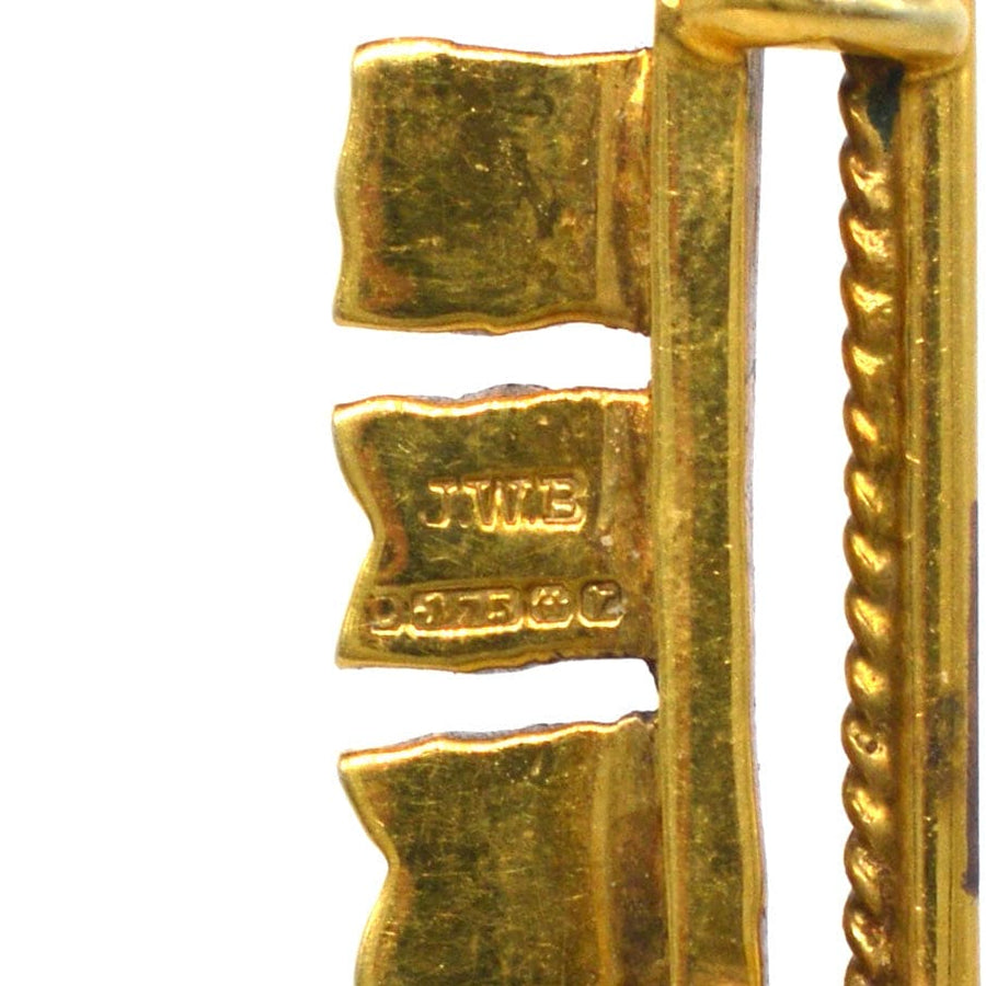 1970s Vintage 9ct Gold & Enamel Nautical Flag Brooch spelling Elizabeth | Parkin and Gerrish | Antique & Vintage Jewellery