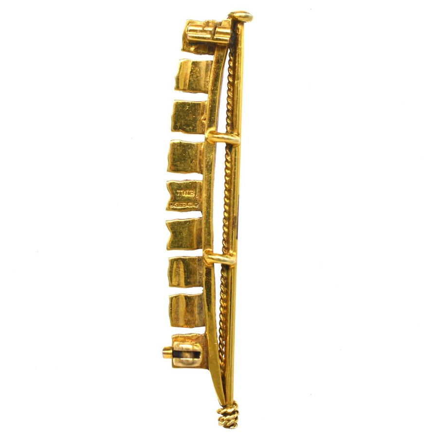 1970s Vintage 9ct Gold & Enamel Nautical Flag Brooch spelling Elizabeth | Parkin and Gerrish | Antique & Vintage Jewellery
