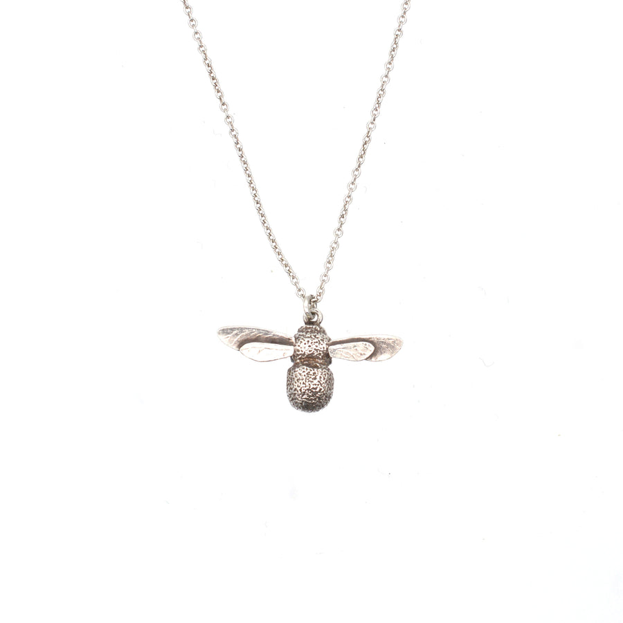 Modern Alex Monroe Silver Bumble Bee Pendant on a Chain | Parkin and Gerrish | Antique & Vintage Jewellery