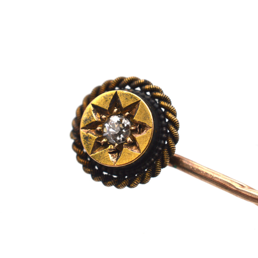 Victorian 15ct Gold & Diamond Tie Pin with Star Motif | Parkin and Gerrish | Antique & Vintage Jewellery